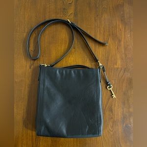 Fossil black leather crossbody bag
